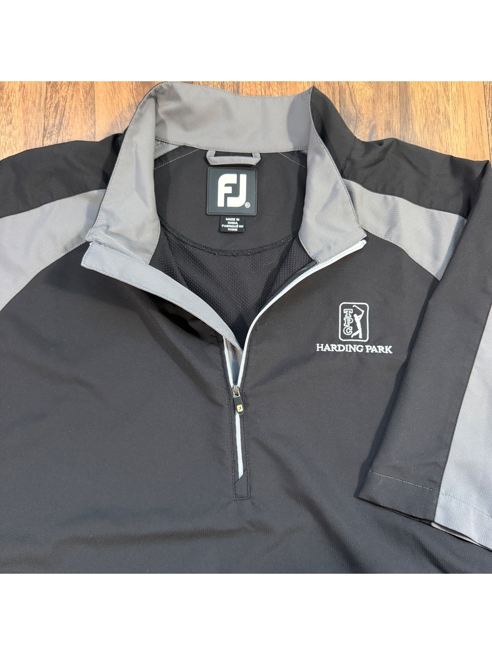 FootJoy TPC Harding Park Short Sleeve Golf Shirt Jacket XL Black Grey 1/4 Zip